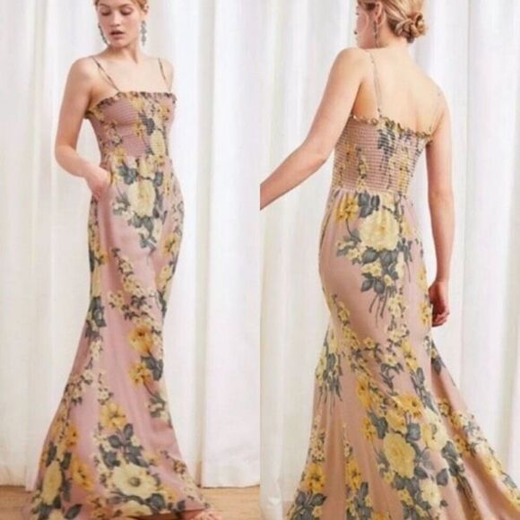 Reformation‎ Ceylon Antoniette Blush Pink Floral Maxi Dress Small Romantic - Picture 1 of 11